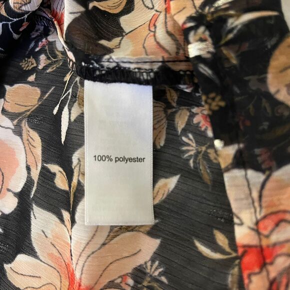 Maurices Women's Black Spring Floral Smocked Neck Top Long Sleeve Blouse Size M - Picture 8 of 9